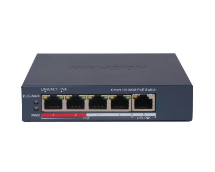SWITCH HIKVISION 5 PUERTOS 10/100 + 4 POE DS-3E1105P-EI
