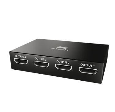 VIDEO SPLITTER 4K XTECH MULTIPLICADOR HDMI 4 PUERTOS CON ADAPTADOR DE CORRIENTE (XHA-420)