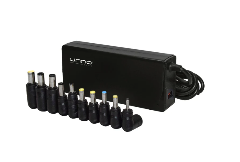 CARGADOR ADAPTADOR UNIVERSAL UNNO TEKNO NOTEBOOK 90W / 10 PUNTAS / PUERTO USB 110 V - 240