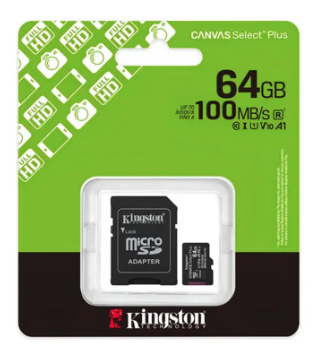 MEMORIA MICRO SD KINGSTON 64GB CANVAS SELECT PLUS SDXC CLASE 10 C/ ADAPTADOR