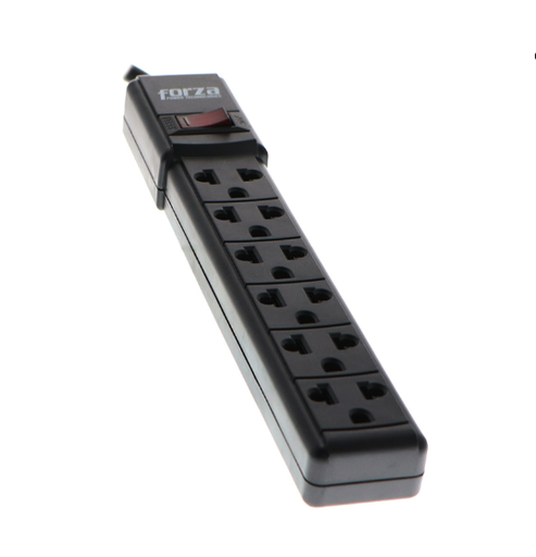 [PS-001B] REGLETA FORZA 6 TOMAS 110V / 220V 6 X NEMA UNIVERSALES 5-15R (PS-001B)