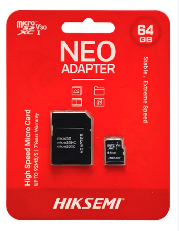 [6974202726096] MEMORIA MICRO SDXC HIKSEMI 64GB CLASE 10 NEO C/ ADAPTADOR