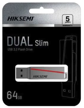 [HS-USB-E307C] HIKSEMI PENDRIVE HS-USB-E307C 64GB DUAL SLIM USB 3.2
