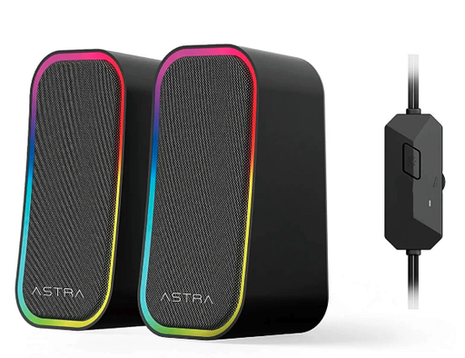 [ES531] CORNETAS ASTRA NEBULA RGB USB AUX 3.5  3 W X 2 ESTEREO NEGRO