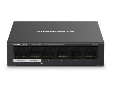 [MS106LP] SWITCH 4 PUERTOS POE + 2 PUERTO 10/100 MBPS RJ45 MERCUSYS MS106LP